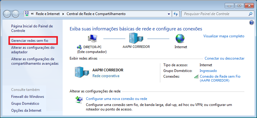 Faca do computador com Windows 7 um ponto de acesso Wi-Fi